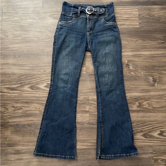Carlos Prada Push-Up Flare Jeans with Ring Belt DetailSize 10